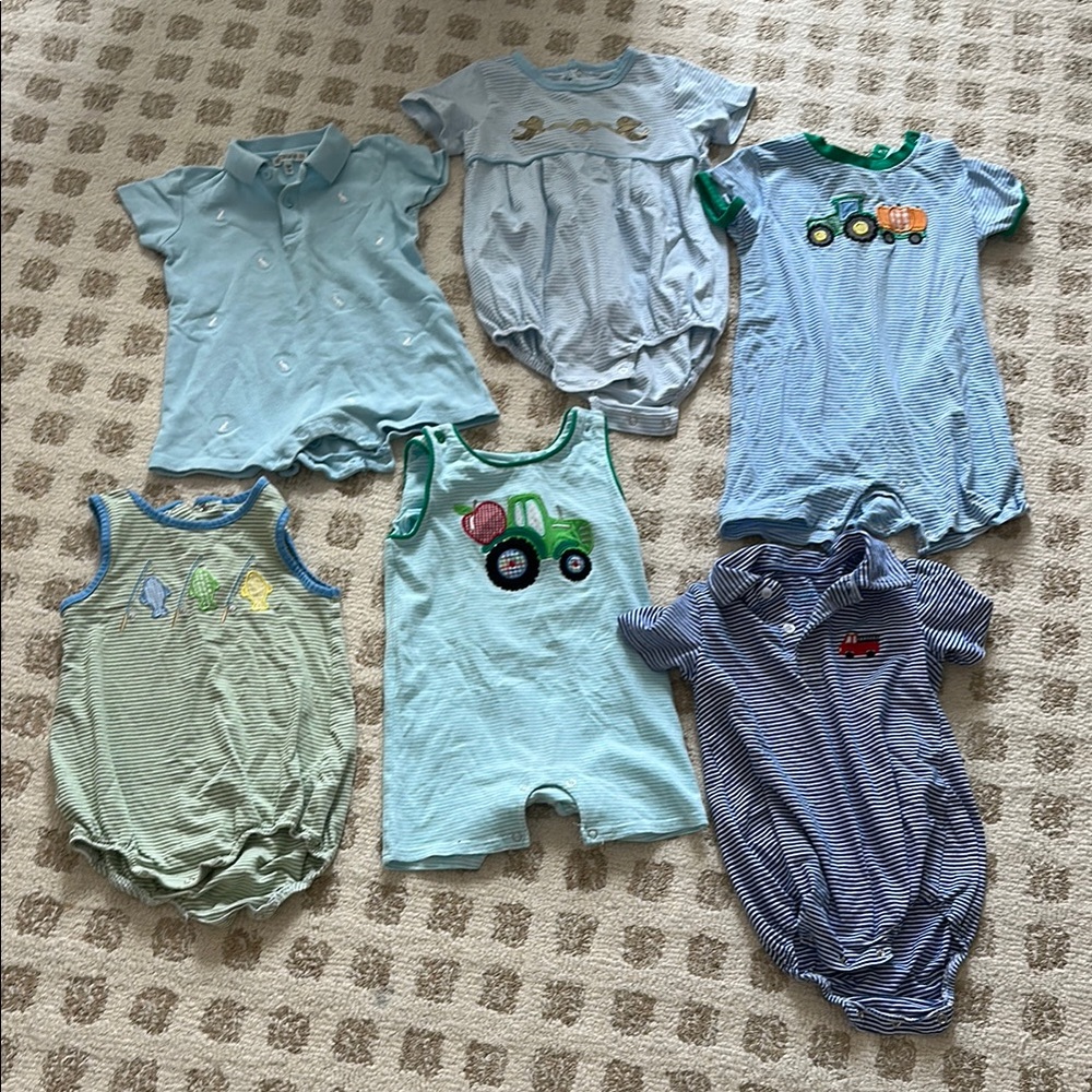 Set of Baby Rompers in Blue and Green